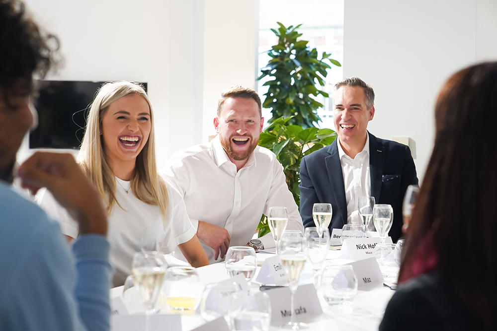 interior design round table discussion at Flokk showroom featuring mix interiors looking at collaboration in the workplace