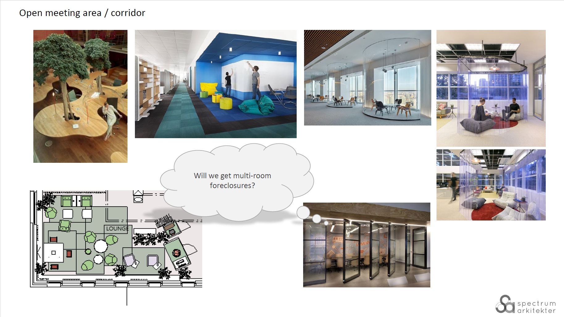 collage of workplace meeting room idea imagery