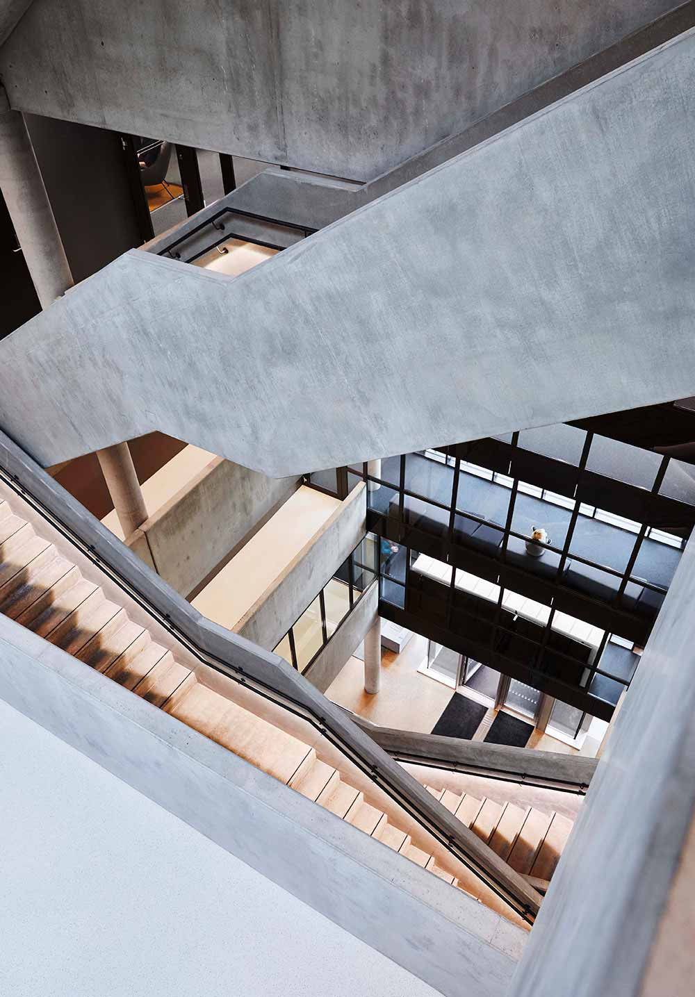 concrete interior stairwell at Vipps modern office building
